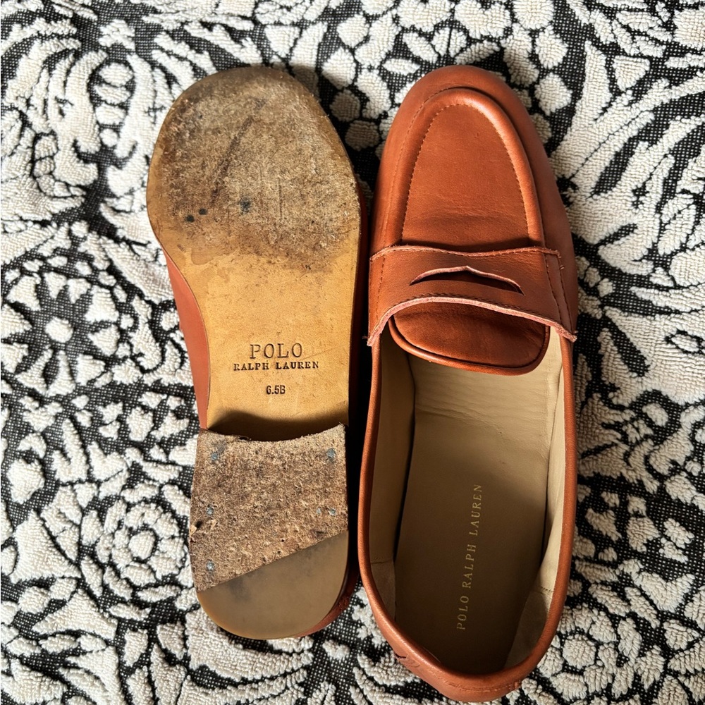 Polo by Ralph Lauren Tan Leather Loafers size 6.5 - Picture 9 of 10